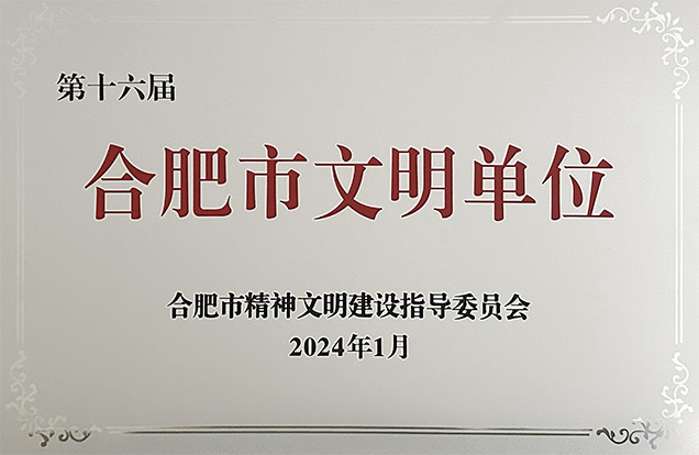 公司獲評“合肥市文明單位”榮譽(yù)稱號